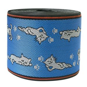 日本紐釦貿易 Nippon Chuko NBK 手芸用 畳へりテープ キッド 猫 7.8cmｘ10m巻 ブルー HER46 日本紐釦貿易
