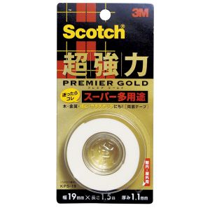 スリーエム 3M スリーエム 3M KPS-19 スコッチ 超強力両面テープ プレミアゴールド スーパー多用途 19mm×1.5m