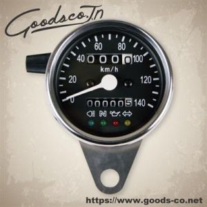 GOODS GOODS 58-43690 機械式スピードメーター φ60mm ブラックパネル トリップ付き 4インジゲーターランプ