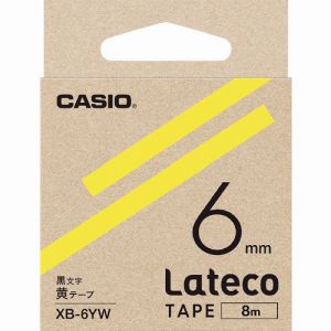 カシオ CASIO カシオ XB6YW ラテコ Lateco 専用詰め替えテープ 6mm 黄テープに黒文字