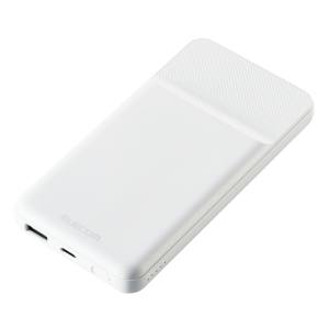 ELECOM エレコム エレコム DE-C32-10000WH モバイルバッテリー 10000mAh USB PD対応 20W USB-A・USB-C入出力各1ポート マグネット吸着 ホワイト