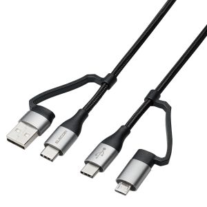 エレコム ELECOM エレコム MPA-AMBCC10BK 4in1 USBケーブル USB-A+USB