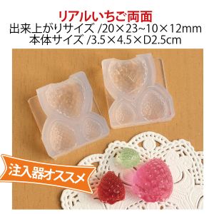 亀島商店 亀島商店 レジンクラフト用 ソフトモールド C-490 リアルいちご両面 3.5×4.5×D2.5cm