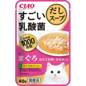 いなばペットフード いなば チャオ すごい乳酸菌 だしスープ まぐろ ほたて貝柱 ささみ入り 40g 109890 CIAO