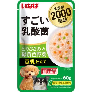 いなばペットフード いなば すごい乳酸菌 パウチ とりささみ 緑黄色野菜 豆乳仕立て 60g 321570