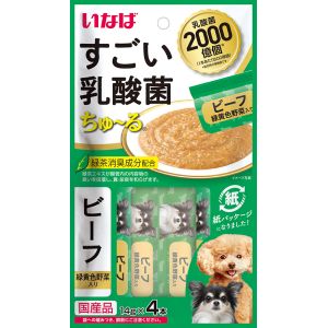 いなばペットフード いなば すごい乳酸菌 ちゅ～る ビーフ 緑黄色野菜入り 14g×4本 320540