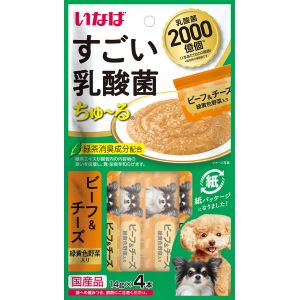 いなばペットフード いなば すごい乳酸菌 ちゅ～る ビーフ チーズ 緑黄色野菜入り 14g×4本 320560