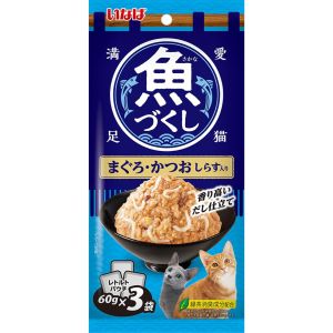 いなばペットフード いなばペットフード 魚づくし まぐろ かつお しらす入り 60g×3袋入