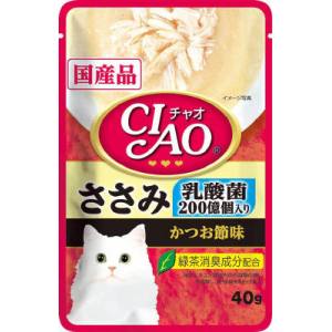 いなばペットフード いなば チャオ パウチ 乳酸菌入り ささみ かつお節味 40g CIAO