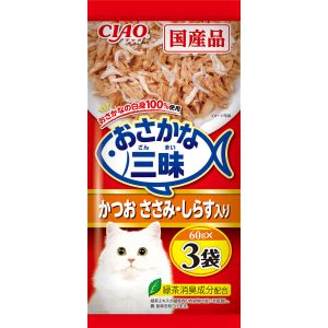 いなばペットフード いなば CIAO おさかな三昧 かつお ささみ しらす入り 60g×3袋