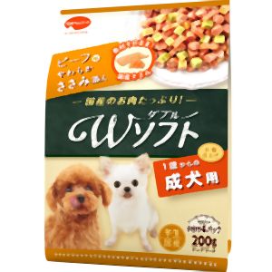 日本ペットフード ビタワン 君のWソフト 成犬用 お肉を味わうビーフ味粒 やわらかささみ入り 200g 日本ペットフード