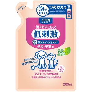 ライオン商事 LION PET ライオン ペットキレイ 顔まわりも洗える 泡リンスインシャンプー 子犬 子猫用 つめかえ用 200ml