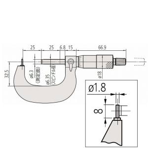 ミツトヨ Mitutoyo ミツトヨ BMB1-25 棒球面マイクロ 115-302