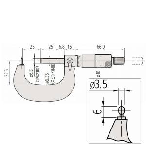 ミツトヨ Mitutoyo ミツトヨ BMB2-25 棒球面マイクロ 115-308