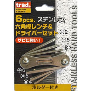 TRAD TRAD TSDH-6 6PC ステンレス ドライバー&六角棒セット 三共コーポレーション