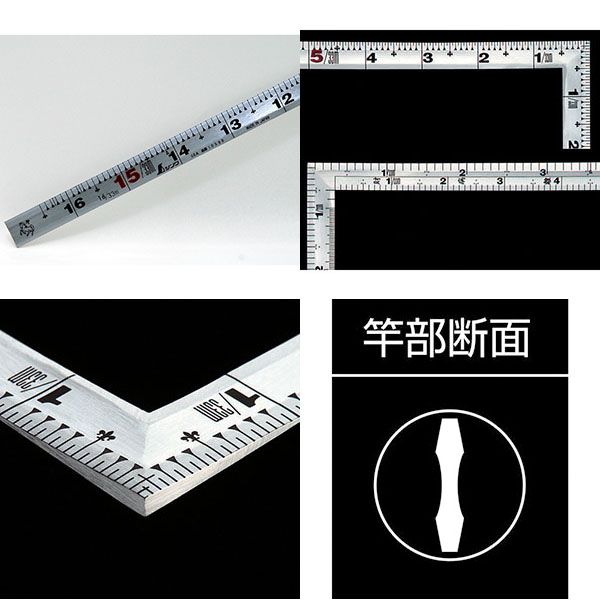  シンワ測定 SHINWA シンワ測定 10596 曲尺角厚 シルバー 1尺6寸 裏面角目 鶴亀