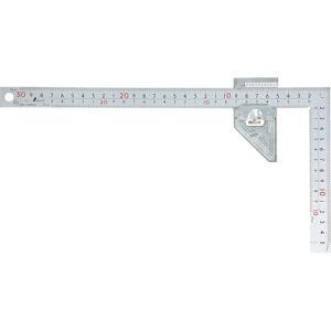 シンワ測定 SHINWA シンワ測定 12486 曲尺厚手広巾 シルバー 30cm 表裏同目 8段曲尺用ストッパー金属製付JIS