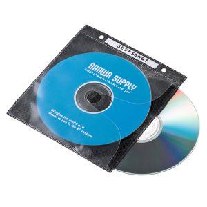サンワサプライ SANWA SUPPLY DVD・CD不織布ケース (リング穴付・ブラック) FCD-FR100BKN