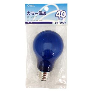 オーム電機 OHM オーム電機 白熱カラー電球 E26 40W ブルー 04-6004 LB-PS5640-CA
