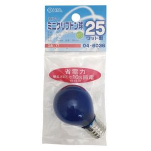 オーム電機 OHM オーム電機 カラーミニクリプトン球 25形相当 S-35 E17 ブルー LB-S3725K-CA 04-6036