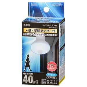 オーム電機 OHM オーム電機 LED電球 E26 40形相当 人感 明暗センサー 昼光色 06-0788 LDR5D-W/S 9