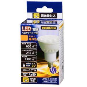 オーム電機 OHM オーム電機 LDR7L-M-E11/D 11 LED電球 ハロゲンランプ形 中角タイプ E11 電球色 06-3275