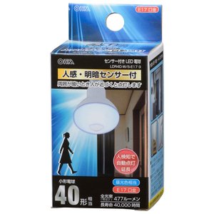 オーム電機 OHM オーム電機 LDR4D-W/S-E17 9 LED電球 レフランプ形 E17 40形相当 人感 明暗センサー付 昼光色 06-3414