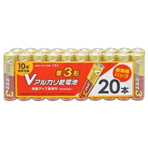 オーム電機 OHM オーム電機 LR6VS20P Vアルカリ乾電池 単3形 20本パック