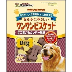 ドギーマンハヤシ DoggyMan ドギーマン おなかにやさしいワンワンビスケットBig さつまいも&レバー風味 450g 犬 おやつ