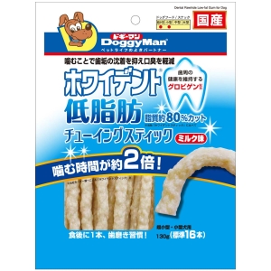 ドギーマンハヤシ DoggyMan ドギーマン ホワイデント 低脂肪チューイングスティック ミルク味130g