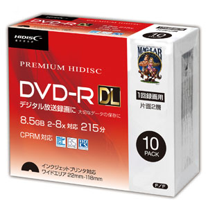 ハイディスク HI DISC ハイディスク HDDR21JCP10SC 録画用DVD-R DL 約215分 10枚 8倍速 CPRM 磁気研究所