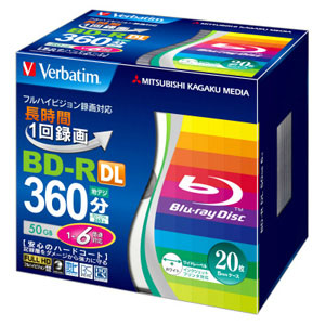バーベイタム Verbatim バーベイタム VBR260RP20V2 BD-R DL 50GB 20枚 6倍速 ブルーレイディスク Verbatim